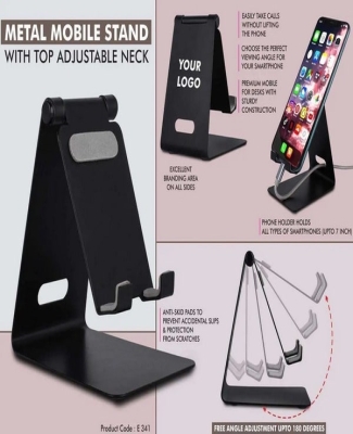 Metal mobile stand with top adjustable neck | Oval cable slot