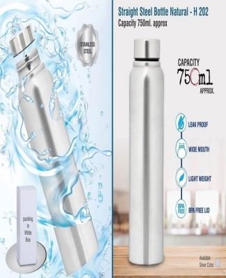 Straight steel bottle Natural | Capacity 750ml approx