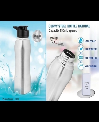 Curvy steel bottle Natural | Capacity 750ml approx