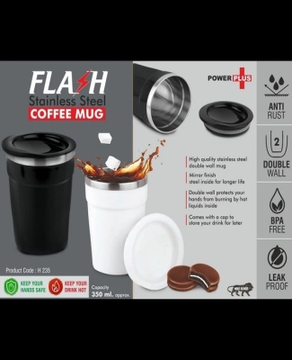 Flash: Stainless Steel Coffee mug | 4 panel design | Leak Proof | Capacity 350ml approx