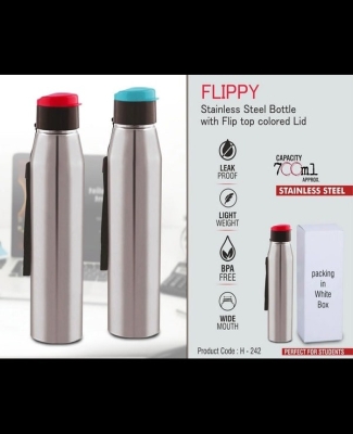 Flippy Stainless steel bottle with flip top colored lid | Capacity 700ml approx
