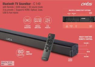 Artis Bluetooth TV Soundbar with Remote | 60W output | 3D sound mode | 3 eq presets | Supports HDMI, Optical, Coax, USB & Aux inputs (BTX5) (MRP 6999)