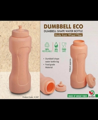 Dumbbell Eco 750: Dumbbell shape water bottle | Made from Wheat Fiber | 100% recyclable | 750ml approx