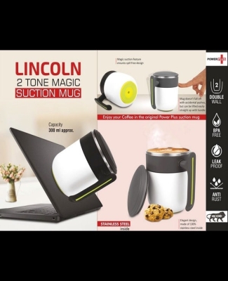 Lincoln : 2 Tone Magic Suction Mug with Stainless inside | Leak proof | BPA Free | Capacity 300 ml approx