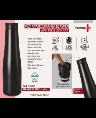 Omega Vacuum Flask with Press lock cap | Capacity 700 ml approx | Made of 304 grade steel