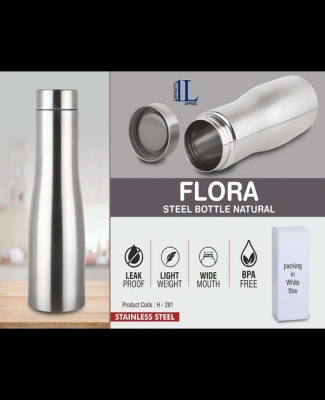 Flora Steel bottle Natural | Capacity 1L approx