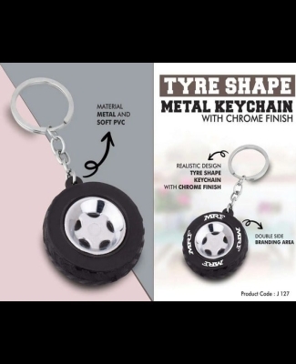 Tyre Shape Keychain with Chrome finish