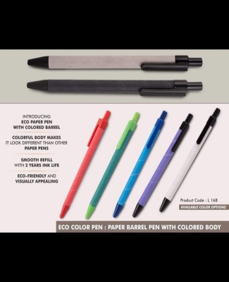 Eco color pen: Paper barrel pen with colored body