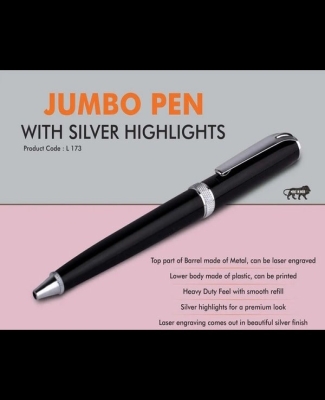 Jumbo pen with Silver highlights | Metal and plastic barrel