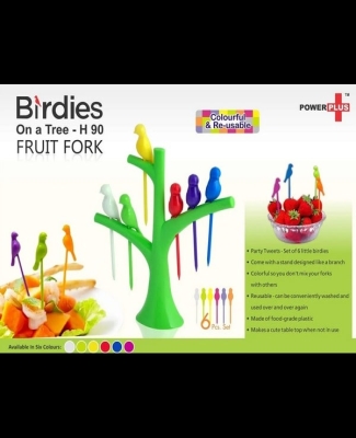 Birdies on a tree fruit fork set H90