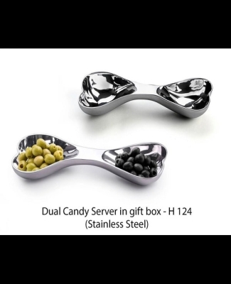 Stainless steel Dual Candy Server (in gift box) H124