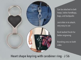 Heart shape keyring with carabiner ring J56