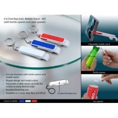Keychain with bottle opener, pull tab opener and mobile stand (pull out) J65