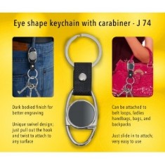 Eye shape keychain with Carabiner (gunmetal finish) J74