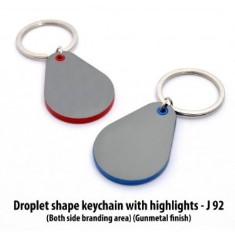 Droplet shape keychain with highlights J92