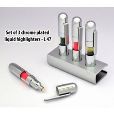 Set of 3 chrome plated liquid highlighters L47