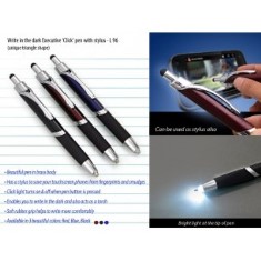 Write in the dark executive 'Click' pen with stylus (brass body) (Triangle shape) L96