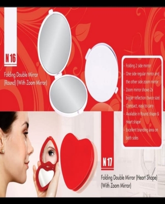 Folding double mirror (Heart shape) (with zoom mirror) N17