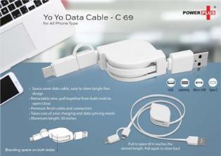 Yo yo 3 in 1 Data & Charging cable (with USB C type port) C69