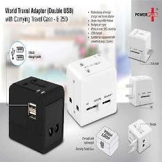 World travel Adaptor (Double USB) with carrying travel case