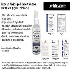 Insta-Act Medical grade Gadget sanitizer (250 ml) (with spray cap) | MRP 250