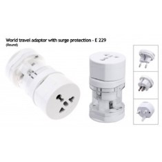 World travel adaptor with surge protection (round) E229