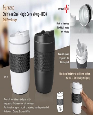 Ferrero Stainless Steel Magic Coffee Mug (300 ml approx) (Spill free design) H138