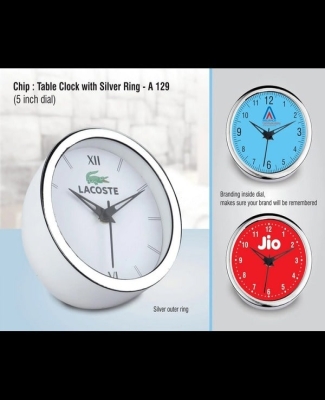 Chip: Table clock with Silver ring | 5 inch dial | Branding included MOQ
200pc A129