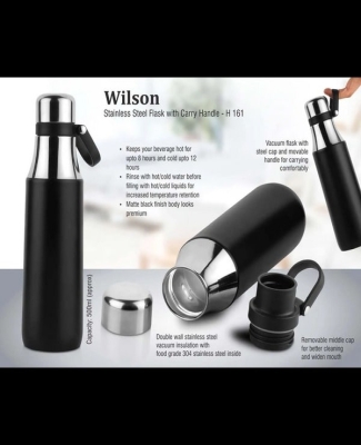 Wilson: Stainless steel flask with carry handle (500 ml approx) H161
