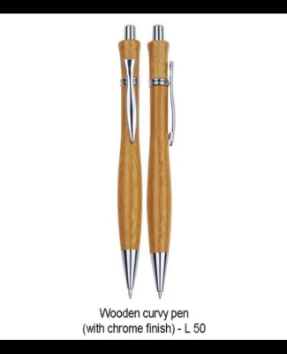 Wooden curvy pen (with chrome finish)