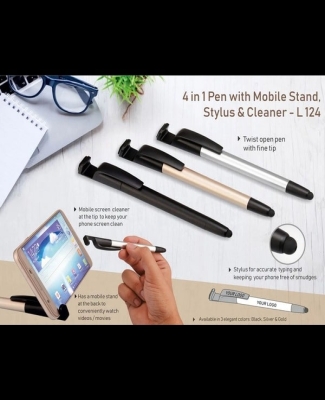 4 in 1 multifunction pen (Pen, Stylus, Cleaner and Mobile Stand)