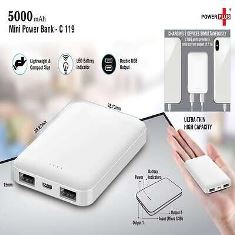 Mini power bank 5,000 mAh