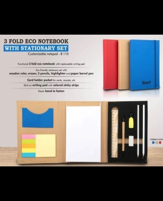 3 fold Eco Notebook with stationary set  B110