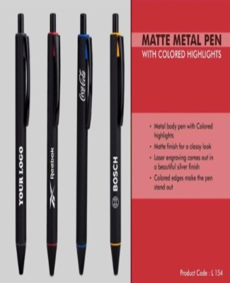 Matte Metal Pen with Colored highlights