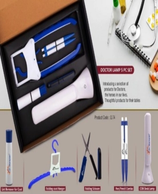 Doctor Lamp set: Folding Coat hanger, Lint remover, Folding scissors, Pen/Pencil combo, COB Desk lamp | 5 pc set