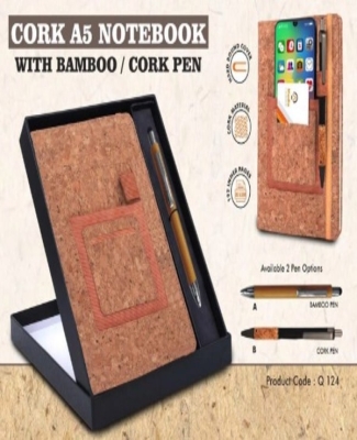 Notebook Gift set Eco: Cork A5 Notebook With Bamboo / Cork Pen