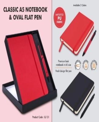 Classic Notebook Gift set: A5 Elastic Notebook With Flat Pen