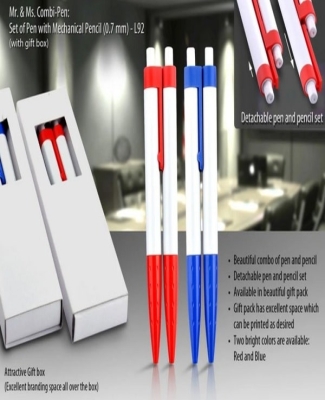 Mr & Ms. Combi-pen: Set of Pen with mechanical pencil (0.7 mm) (with gift box)