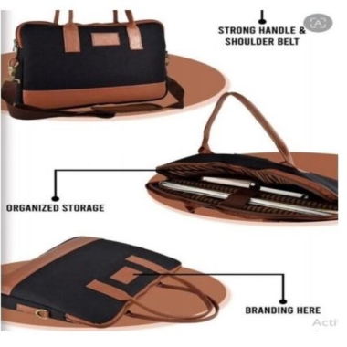 Black and tan two-tone laptop bag