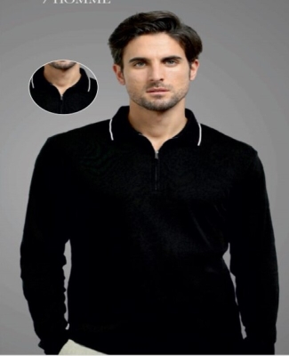 SLHTHEO-FIGO ZIP LONG FULL SLEEVES POLO T-SHIRT (BLACK)