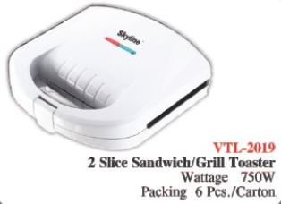 VTL-2019 2 SLICE SANDWICH/GRILL TOASTER