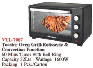 VTL-7067 OVEN TOASTER GRILL WITH BELL RING 32 LTR