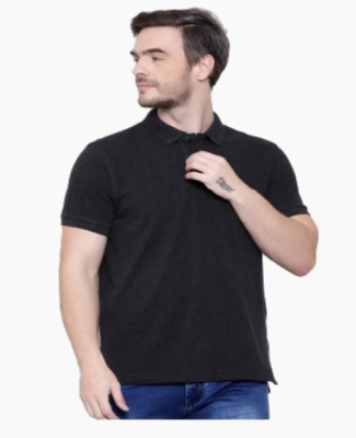 Cotton Polyester Collar T-Shirt(Charcoal Grey)