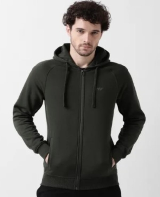 HOODED ZIPPERED SWEATSHIRT 1-Olive