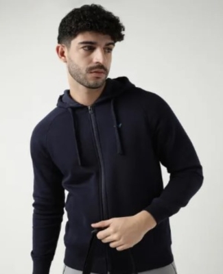 HOODED ZIPPERED SWEATSHIRT 1-Navy