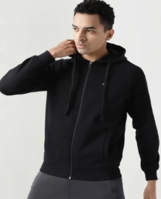 HOODED ZIPPERED SWEATSHIRT 2-Black