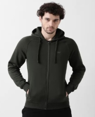 HOODED ZIPPERED SWEATSHIRT 2-Olive