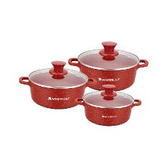 Granite Die-cast Casserole Set - Red