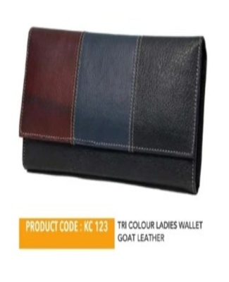 Tri colour ladies wallet goat leather kc 123B