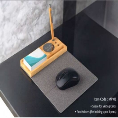 Foldable Maousepad with Bamboo Desk Organizer